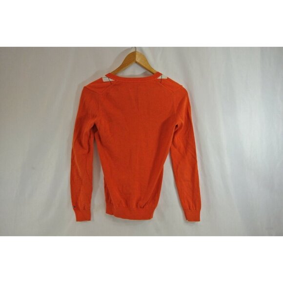 Tommy Hilfiger Sweater Orange Tartan Size Extra Small 100% Pima Cotton XS - Picture 7 of 10
